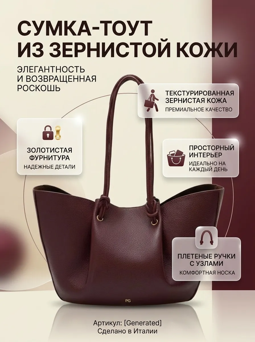 Сумка-тоут из зернистой кожи — инфографика